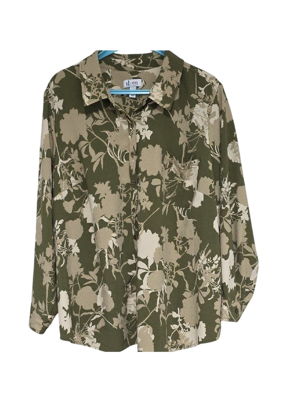 Denim & Company Women Sz 3X Green Floral Fairy Grunge Lightweight Whimisgoth Top